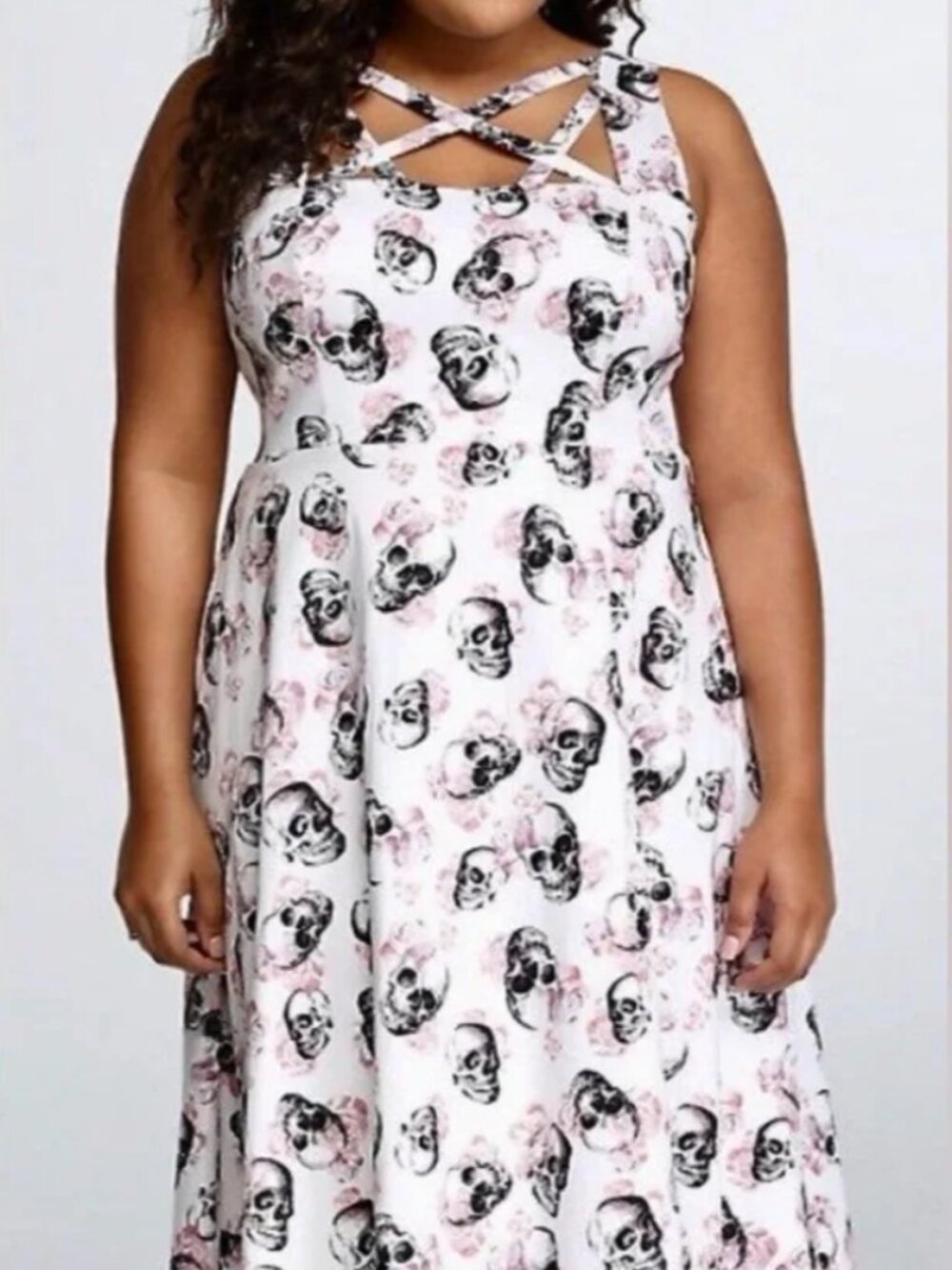 TORRID Rockabilly Skulls and Roses Midi Dress
